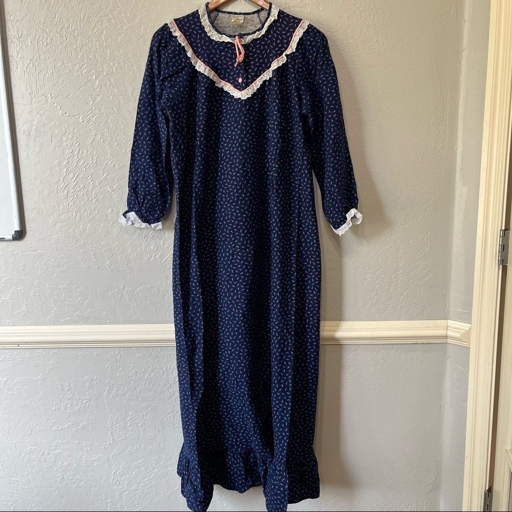 Vintage JC Penney Sleepwear Long Cotton Dress Cottagecore Prairie